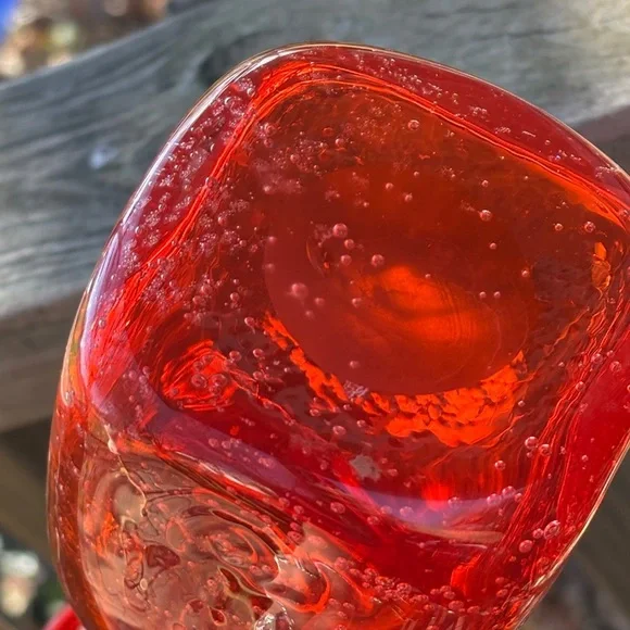 Handblown orange vase by Margie's Garden - Picture 5 of 6